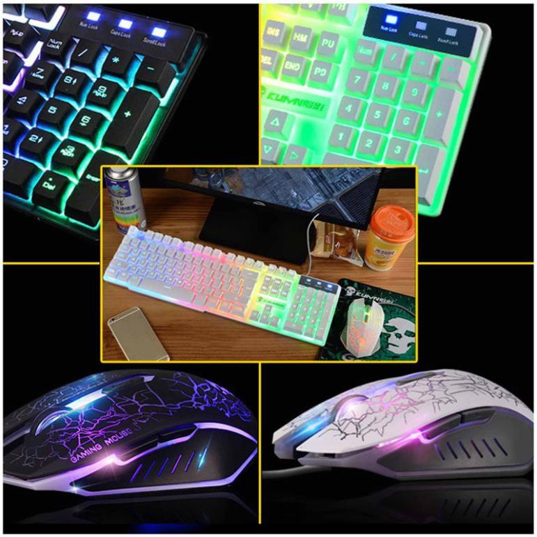 Bộ Bàn Phím Và Chuột Dạ Quang Kuiying T6, Keyboard Bàn Phím LED 7 màu, Chuyên Game Siêu Mượt, Chống Nước Hàng Hãng