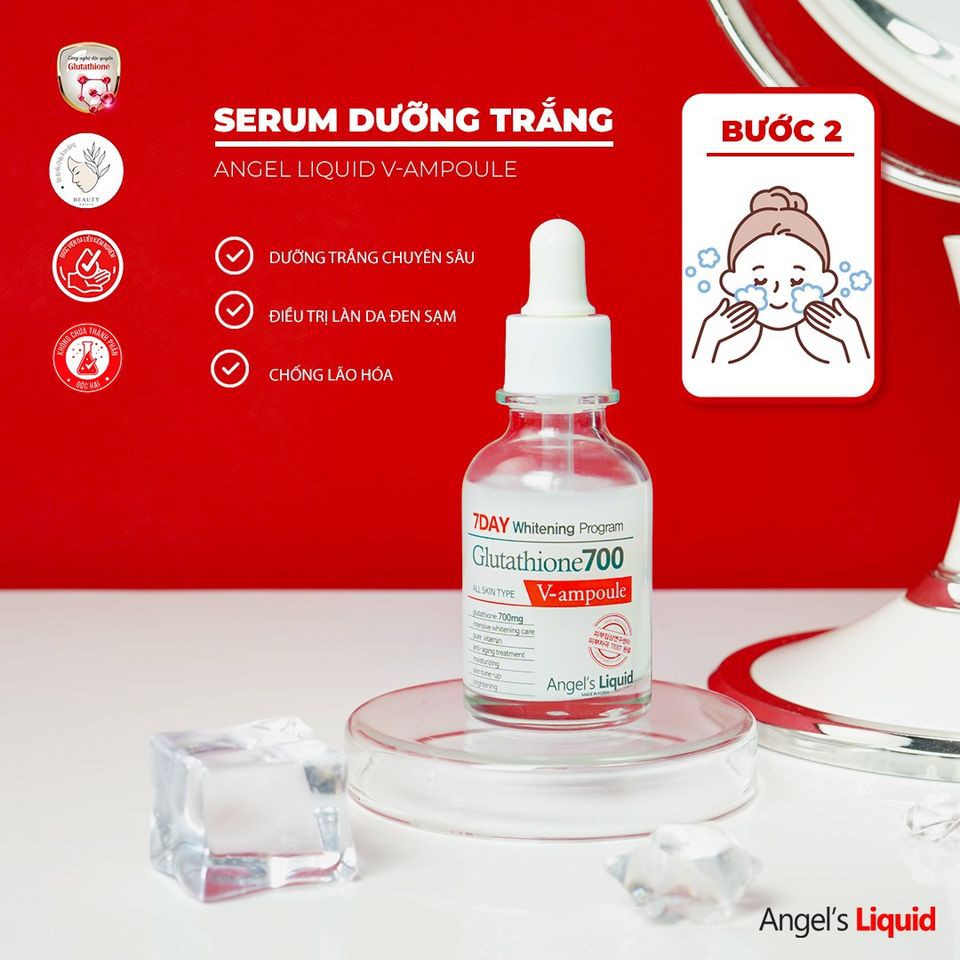 Tinh Chất Dưỡng Trắng Angel's Liquid 7Day Whitening Program Glutathione 700 V-Ample 30ml