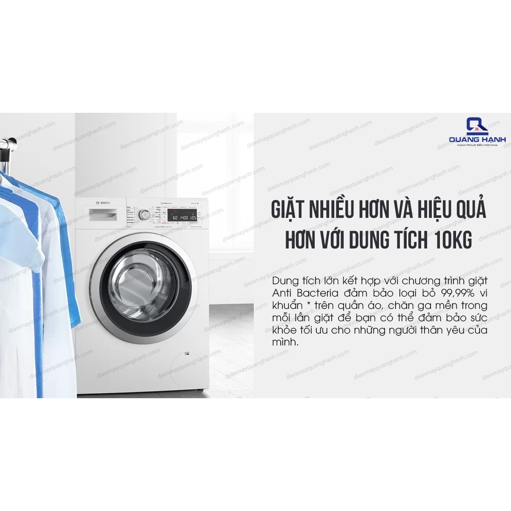 [Thương hiệu Đức] Máy Giặt Bosch WGG254A0SG Khối Lượng Giặt 10kg, Công nghê I-DOS Thông Minh