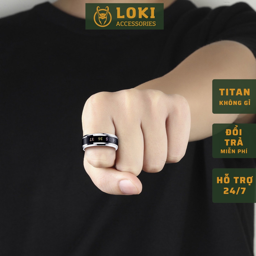 Nhẫn Nam Nhiệt Độ Thời Trang Loki Accessories Màu Bạc Cá Tính Hàn Quốc Chất Liệu Titan - Nhẫn Nhiệt Độ