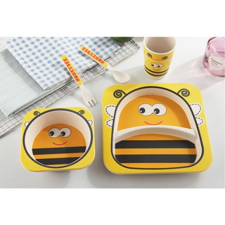 Set 5 món bát ăn dặm sợi tre bamboo cao cấp an toàn cho bé