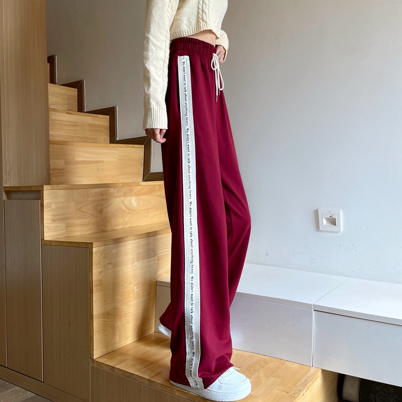 NRVP Quần thể thao lưng cao ống rộng phối dây thời trang cho nam nữ