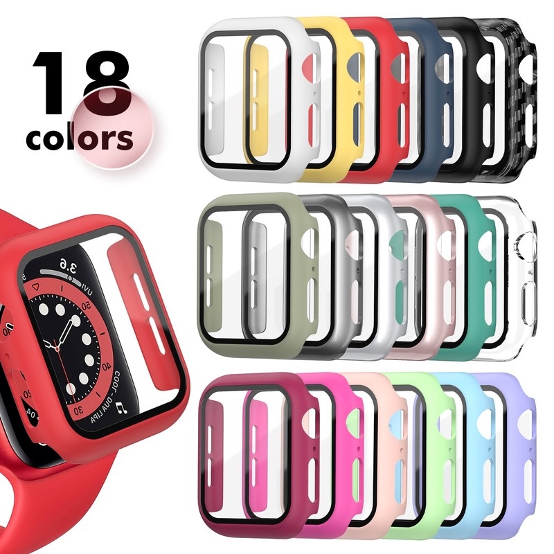 Kính cường lực bảo vệ màn hình đồng hồ Apple Watch 40mm 40mm + miếng dán bảo vệ màn hình cho iwatch SE 6 5 44 40 MM