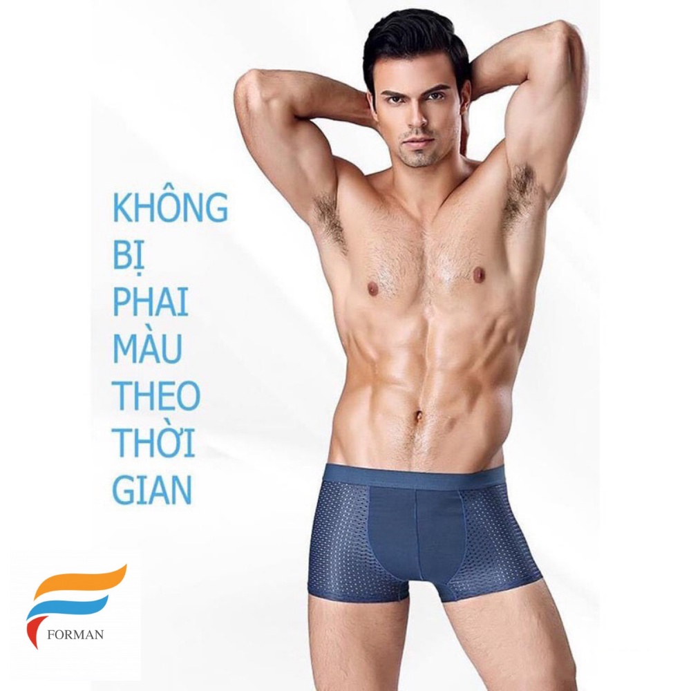 Quần Sịp Đùi Nam Thun Lạnh Thông Hơi FORMAN, Quần Lót Nam Boxer Thông Hơi Thoáng Mát,Chất Liệu Co Dãn Không Bai Không Xù