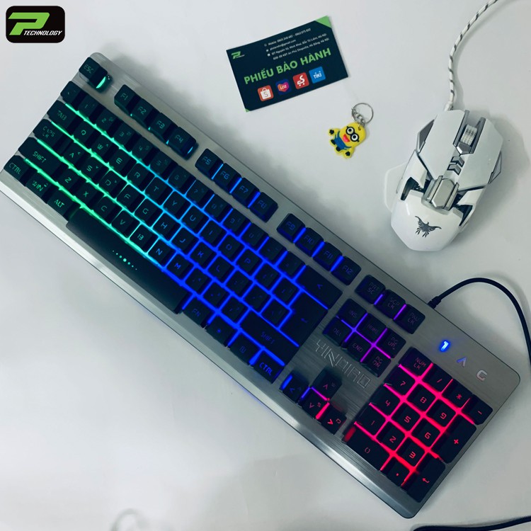 Bàn Phím Giả Cơ Máy Tính K002 Cao Cấp LED 3 Chế Độ + Chuột Máy Tính, Chuột Chuyên Game Gaming Golden Armor G100 LED RGB