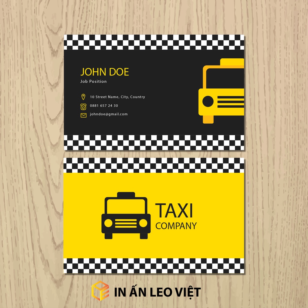 Name card danh thiếp cho xe TAXI kích thước 8.8x5.3cm thiết kế theo yêu cầu Giấy C300 Cán Màng Mờ