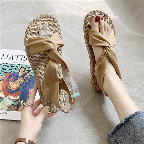 Jiashucheng Hàng Có Sẵn Giày Sandal Vải Lanh Phong Cách Retro Thời Trang Mùa Hè Dễ Phối Đồ Dành Cho Bạn Nữ @ -