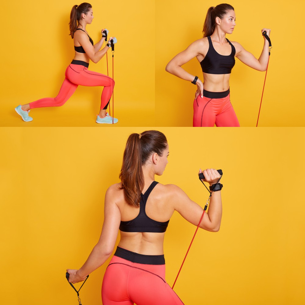 Bộ dây tập gym, yoga tại nhà, dây đàn hồi co giãn, tập nhiều động tác