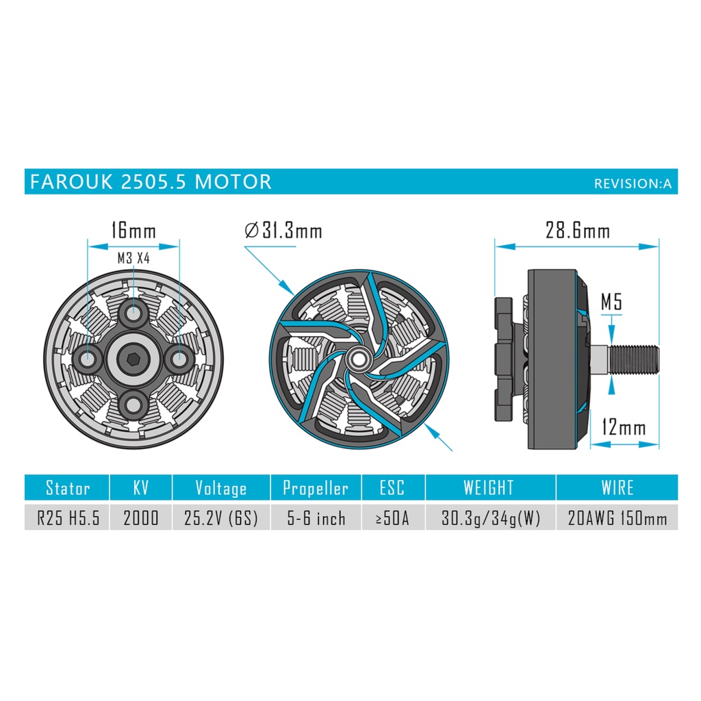 Motor 2505.5 2000KV RushFPV VROOM 6S