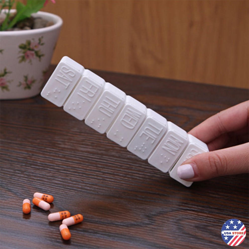 Hộp Khay Chia Ngăn Thuốc 7 NGÀY HỘP TRẮNG DÀI - Khay Đựng Thuốc Y Tế Gia Đình Hàng Ngày Mini Nhỏ Gọn Bỏ Túi