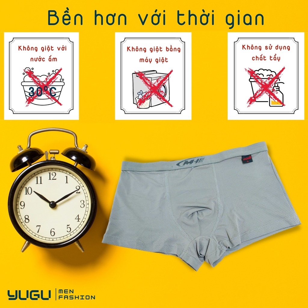 Quần sịp đùi nam JACKIES LH06 -YUGU- Quần lót nam boxer lưới cotton cao cấp Việt Nam mát lạnh 40kg-90kg,1 chiếc, che tên