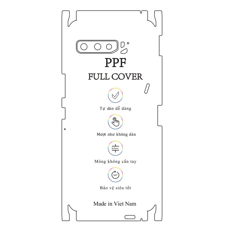 Dán dẻo PPF Rog Phone 3 mặt sau full viền - Tặng cường lực camera