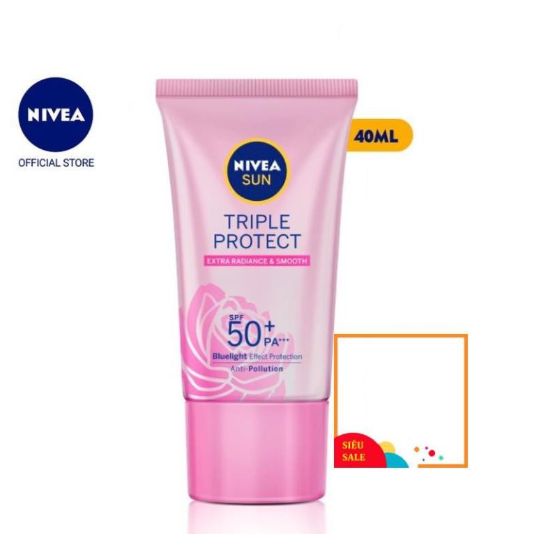 [Độc Quyền] Kem Chống Nắng Dưỡng Da Sáng Mịn NIVEA SUN Triple Protect Extra Radiance & Smooth SPF50+ PA+++ 40ml - 85536