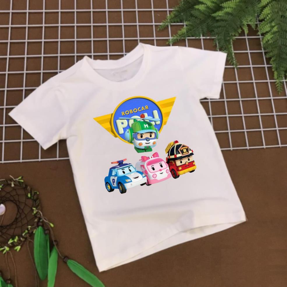 Áo Thun In Hình Robocar Poli Và Những Người Bạn Cứu Hỏa Cứu Thương Dành Cho Bé Trai Bé Gái