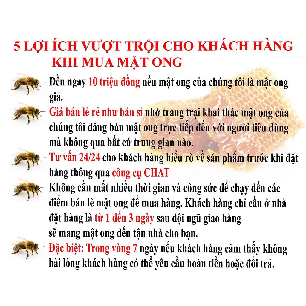 Mật Ong Nguyên Chất 1 Lít - Đổi Trả Nếu Không Hài Lòng (Giá Gốc Từ Trang Trại)