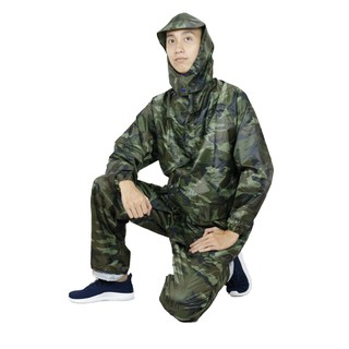 Áo Mưa Bộ Vải Dù Cao Cấp Màu Lính 2 Size (Chọn Size)