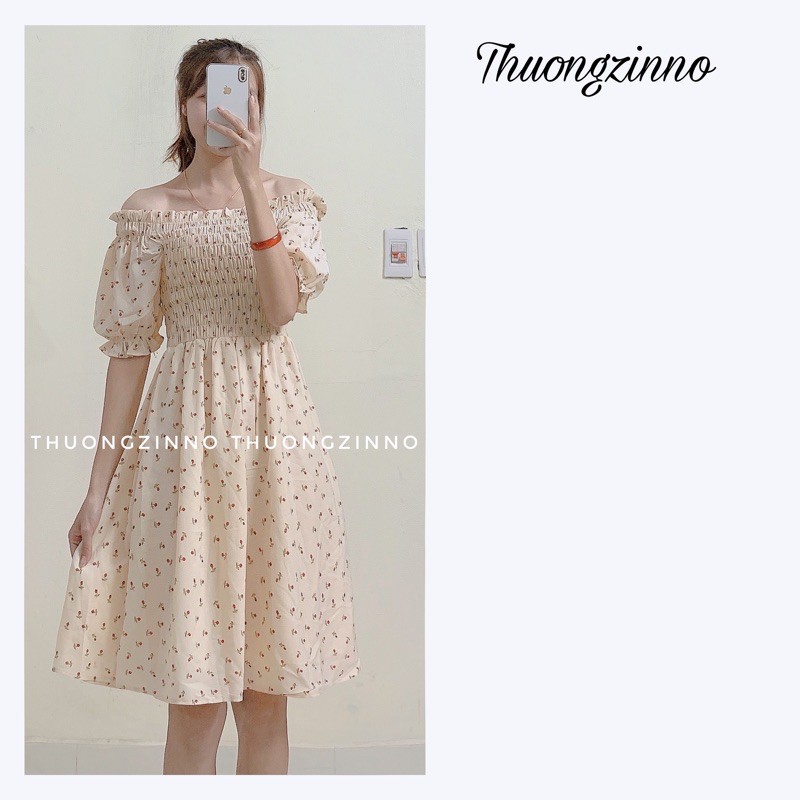 [Ảnh thật/Video]Váy hoa nhí Cherry tiểu thư mặc được hai kiểu Đầm hoa Quảng Châu xinh xắn | BigBuy360 - bigbuy360.vn