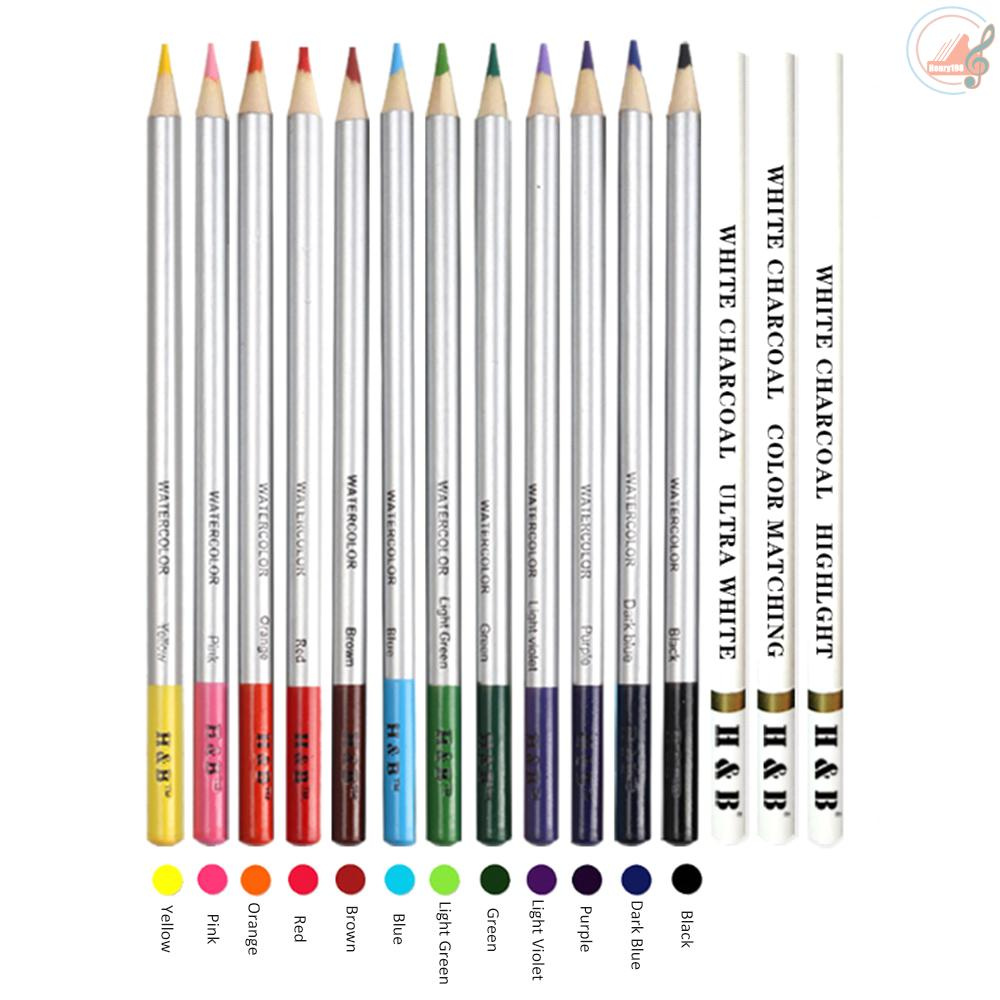 H&B 32Pcs Art Drawing Kit Watercolor Pencils Water-soluble Colored Pencil with White Charcoal Pencils/Sharpener/Eraser Painting Supplies for Kids Adults