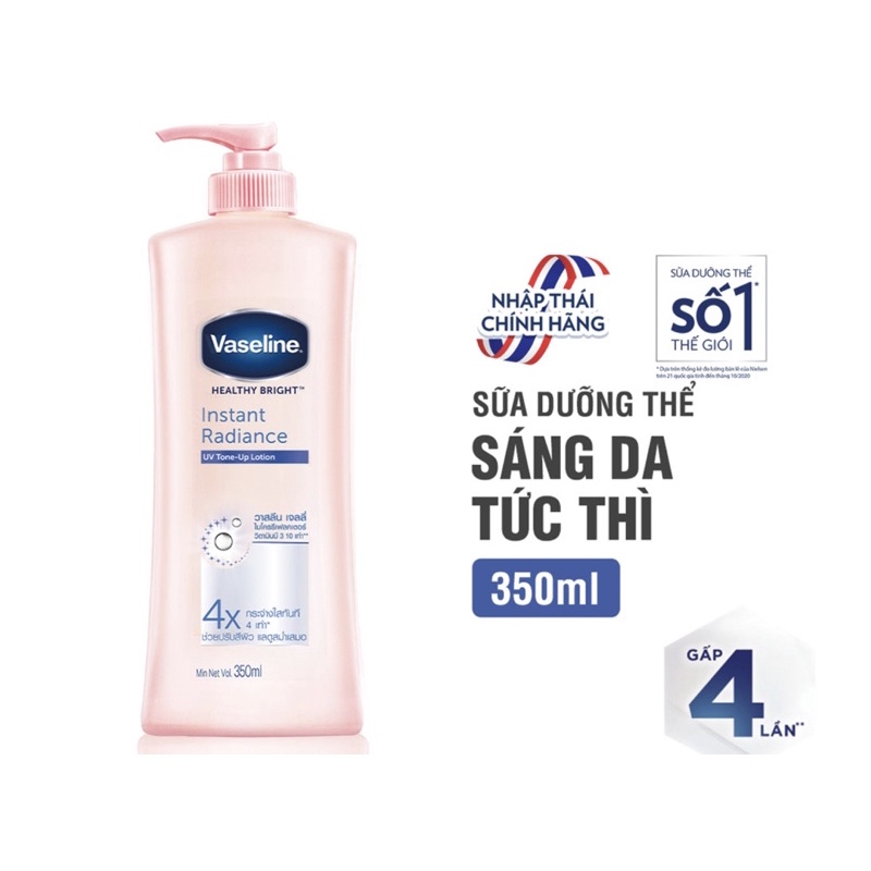 Sữa Dưỡng Thể Vaseline Nâng Tông Sáng Da Tức Thì Healthy Bright Insta Radiance UV Tone-Up Lotion 350ml