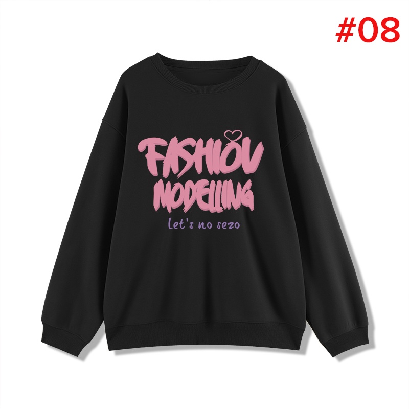 NUZIRO  Áo Sweater Dáng Rộng Cổ Tròn In Họa Tiết Đơn Giản Thời Trang Mùa Thu Mới Cho Nữ