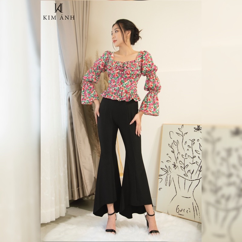 Áo Kiểu Thiết Kế Nữ, Áo Sơ Mi Nữ Công Sở Kim Ánh Emmy Top Hoa Nhí Tay Dài Tiểu Thư | BigBuy360 - bigbuy360.vn