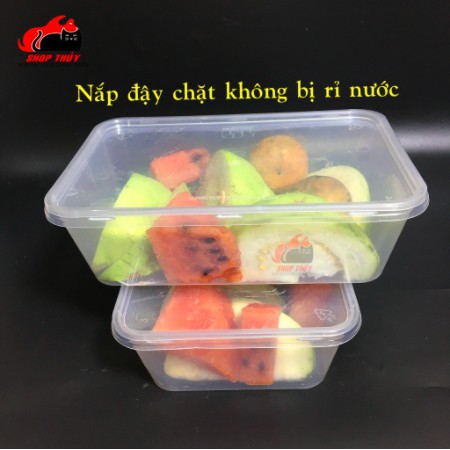 Hộp nhựa đựng thực phẩm chữ nhật 650ml-10 hộp nhựa Microwave kèm nắp TN87 dùng được trong lò vi sóng.