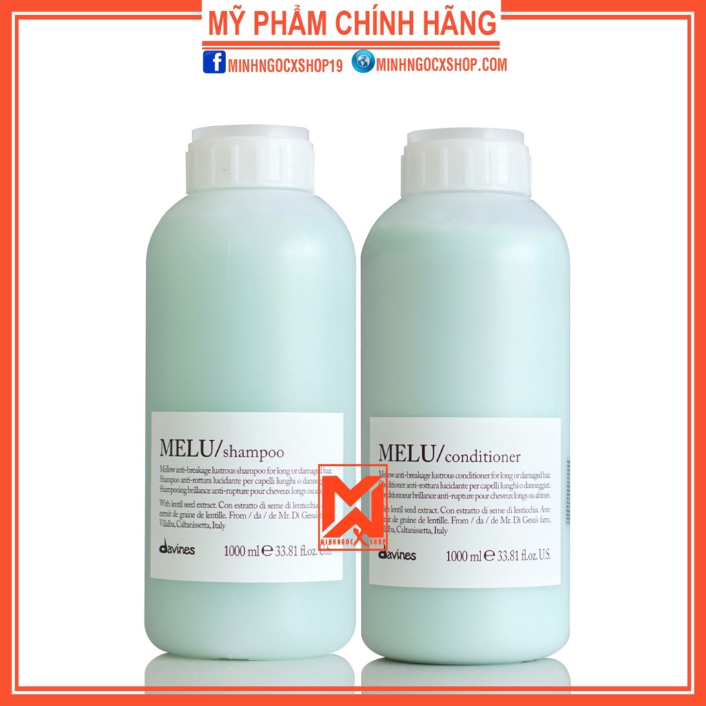 Dầu gội xả dành cho tóc dài và hư tổn DAVINES MELU 1000ml chính hãng