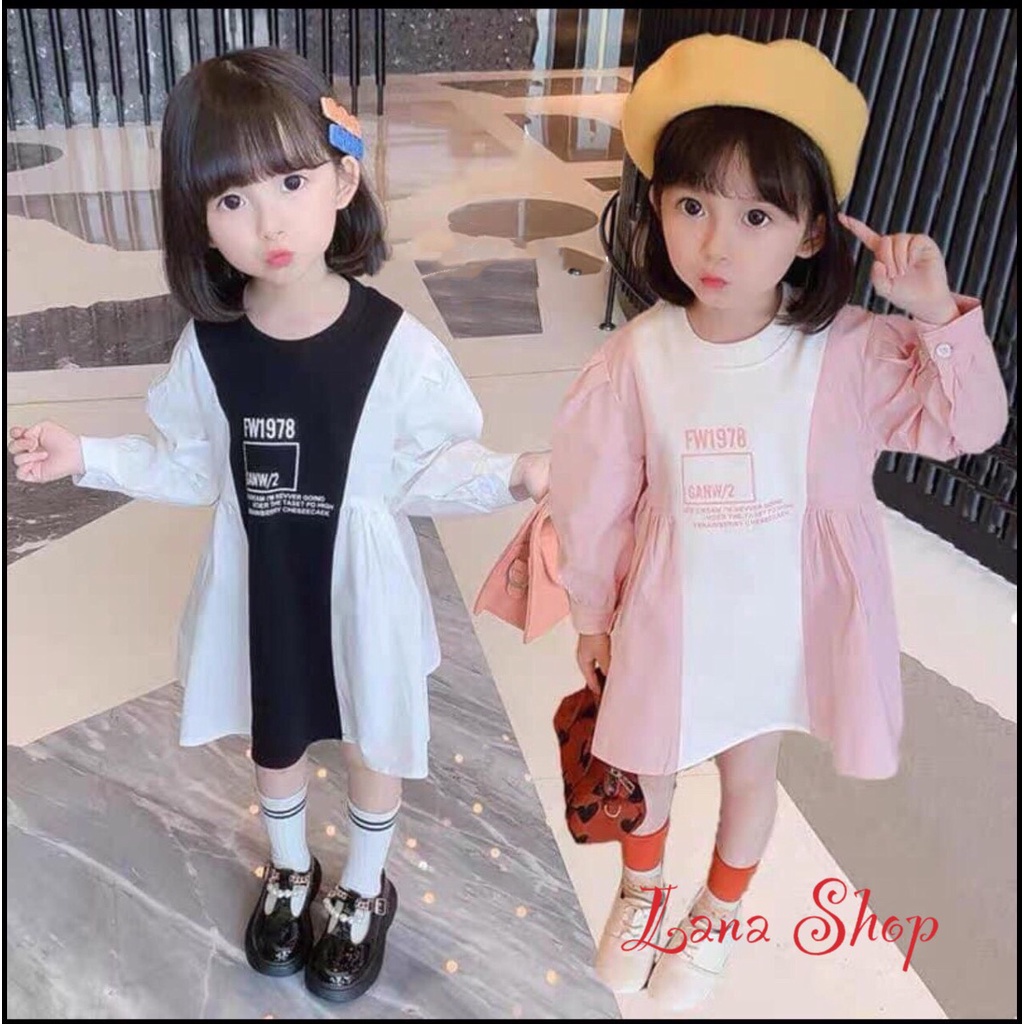 Váy bé gái, váy đầm cho bé gái chất cotton thun co giãn thoải mái cho bé từ 23-34kg chuẩn style Hàn Quốc, Lana Shop