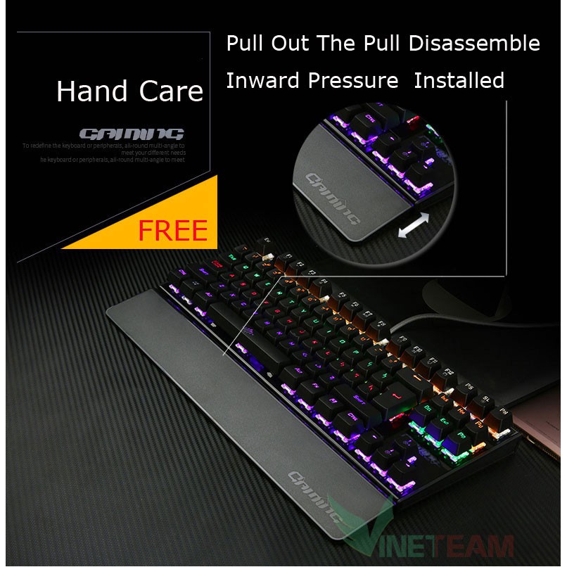 Bàn Phím Cơ Gaming K28 Pro Keyboard Có 10 Chế Độ Led Khác Nhau Siêu Đẹp + Tặng Đế Lót Tay