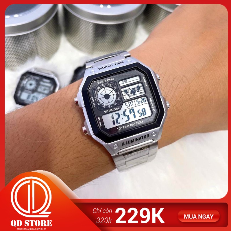 Đồng Hồ Điện Tử Nam AE-1200 💖𝑭𝑹𝑬𝑬𝑺𝑯𝑰𝑷💖 Đồng hồ Casio Kiểu Dáng Classic Chống Nước, Dây Thép Không Gỉ