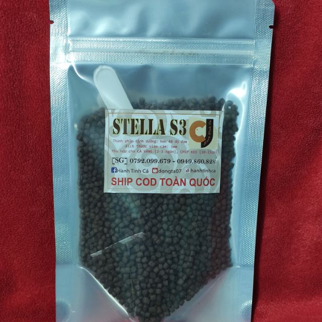 Túi zip 100gram Cám Stella S3/Stella S5/ Stella S7 cho cá VÀNG, LA HÁN, CHÉP, KOI