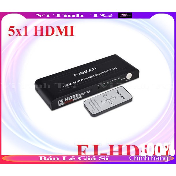 Hdmi switch 5X1 Ghép 5 thiết bị HDMI vào 1 màn hình - có remote