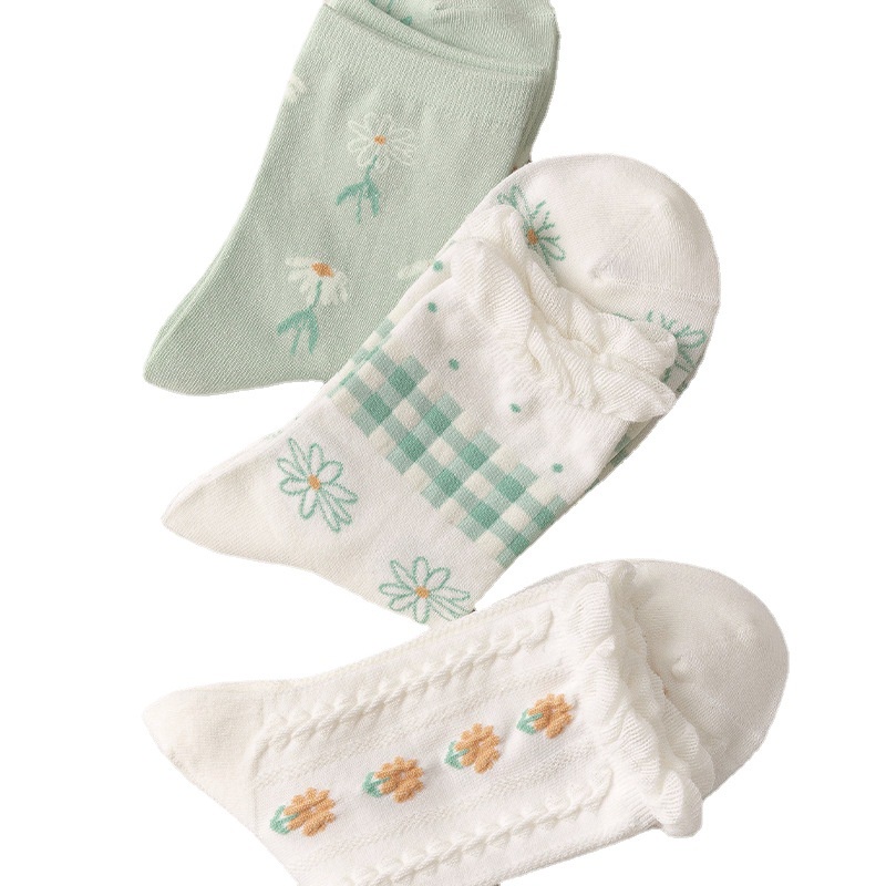 Tất Vớ Nữ Cổ Cao, Vớ Cổ Cao Nữ Dễ Thương Vải Cotton Kiểu Dáng Vintage Co Giãn 4 Chiều