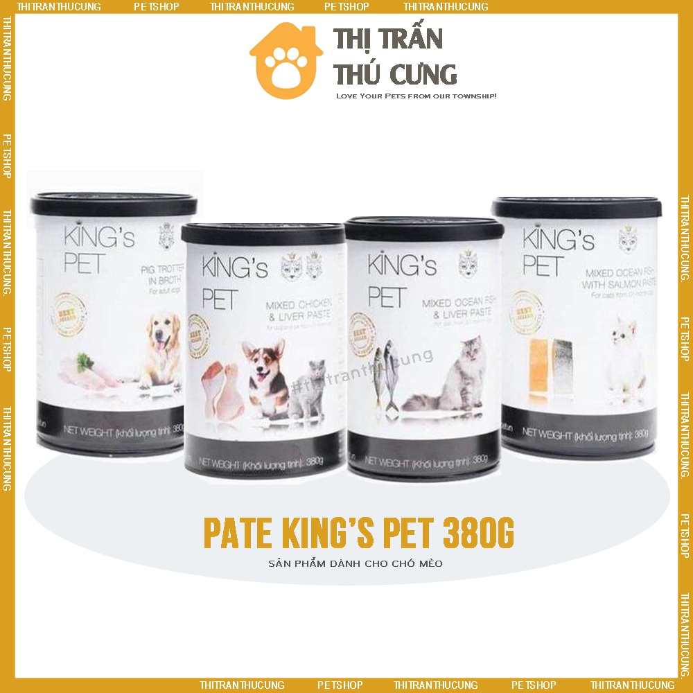 Pate King’s Pet Lon 380g - Cá &amp; Gà Hỗn Hợp Cho Chó Mèo kingpet