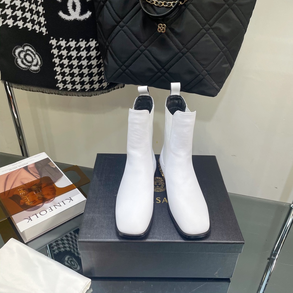 Boot thời trang da thật thương hiệu cao cấp Versace phong cách cá tính, thời thượng