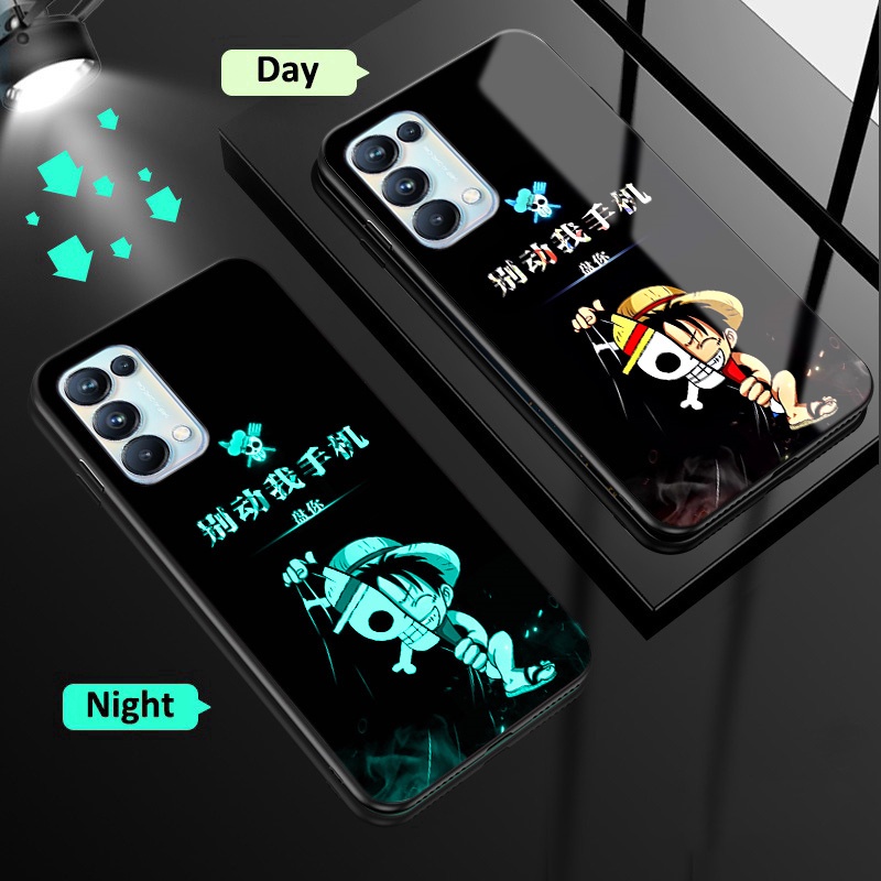 Ốp Điện Thoại Kính Cường Lực Dạ Quang Cho A5s A5 2020 A9 2020 A31 2020 A53 2020 A92 A52 A12 A7 Reno5 Reno3 Reno2 F
