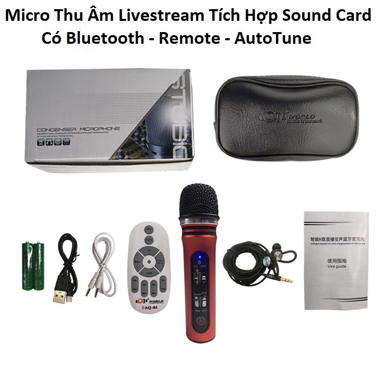 Micro thu âm livestream AQTA AT-K10 - Tích Hợp Sound Card K10 Tặng Kèm Giá Đỡ Mic, Màng Lọc Âm Chuyên Nghệp