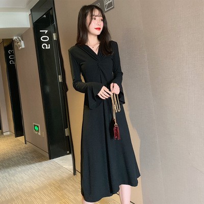 NRVP Đầm tay dài màu trơn đơn giản hợp thời trang 2020