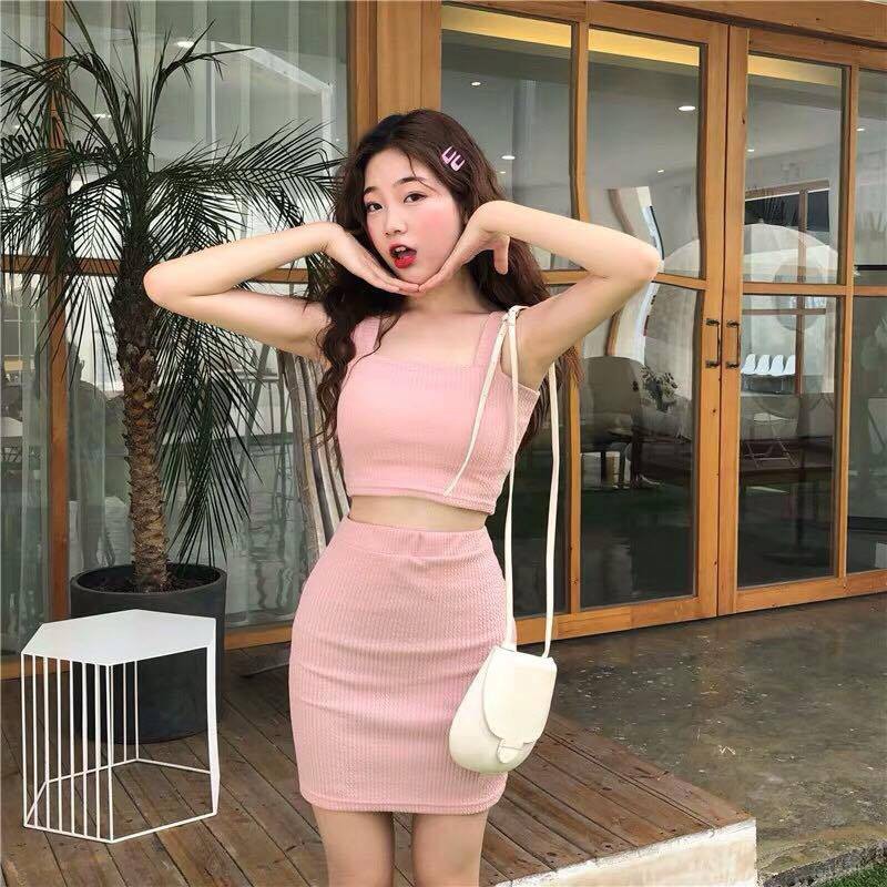 Set váy 2 dây thun gân cực xinh xắn dễ thương