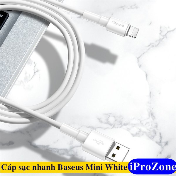 Cáp sạc nhanh , siêu bền chính hãng Baseus Mini White cho IPhone , IPad , Type C , Micro giá rẻ Bảo hành 12 tháng