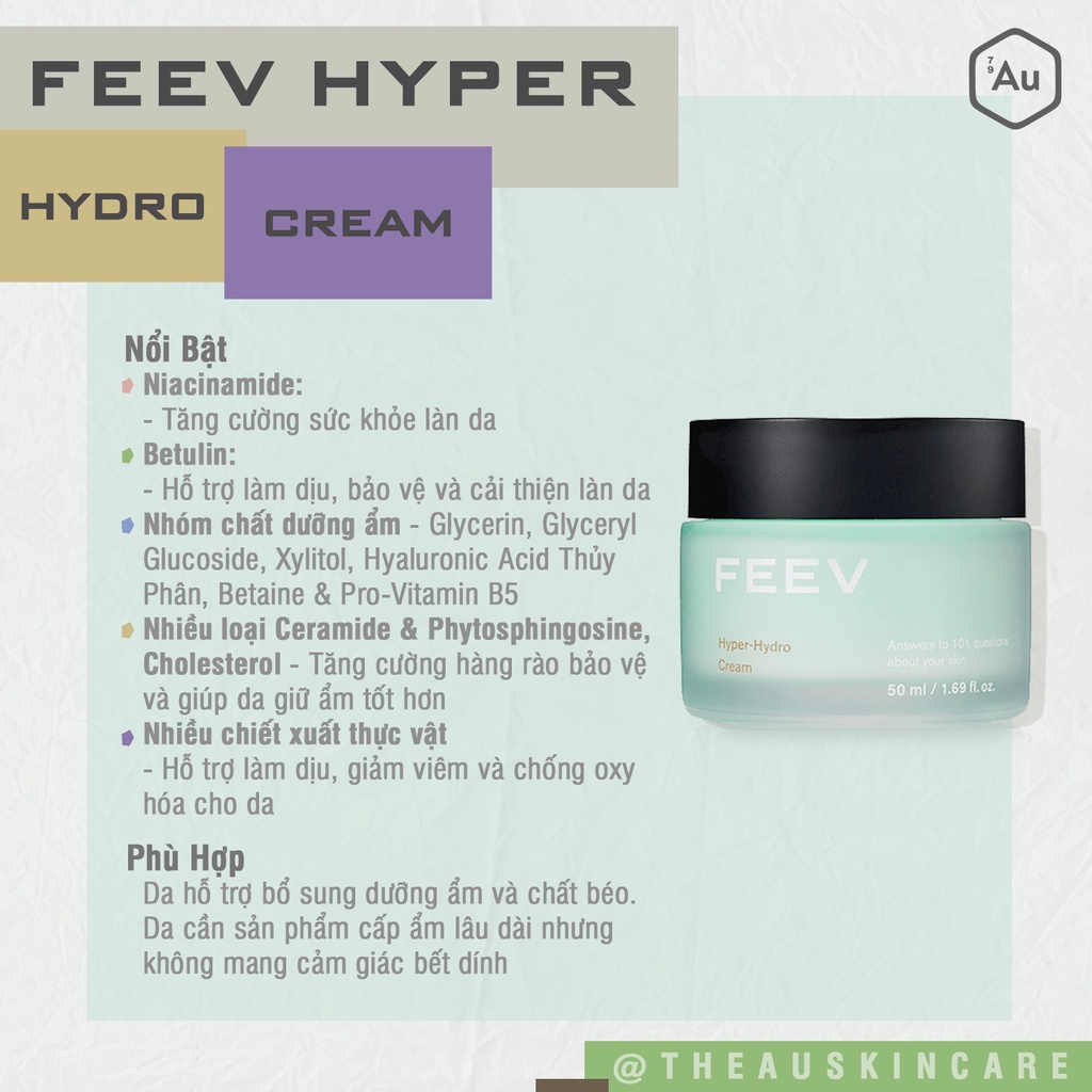 Kem Dưỡng Ẩm Toàn Diện & Bổ Sung Chất Béo Củng Cố Hàng Bảo Vệ Da | FEEV Hyper-Hydro Cream 50ML