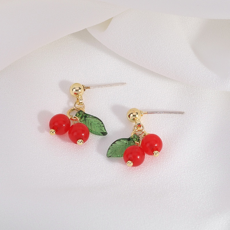 PINKDUDU Bông Tai Hình Trái Cherry Phong Cách Hàn Quốc Thời Trang Cho Nữ PD372