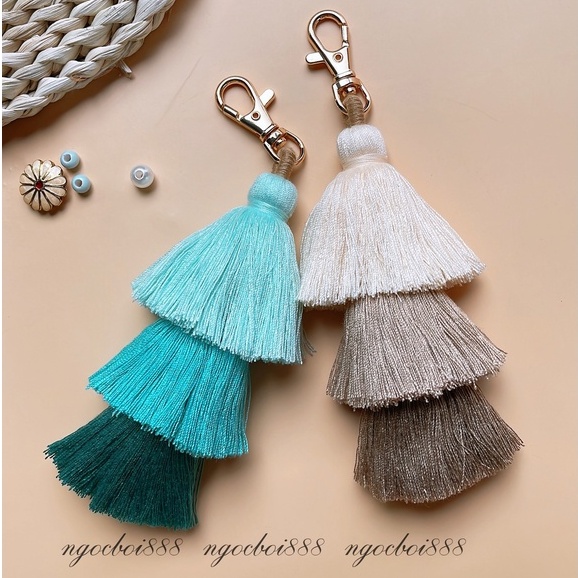 Móc Khóa Tua Rua 3 Tầng Trang Trí Giỏ Xách, Balo, Túi Cói