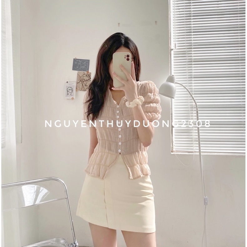 [HÀNG SẴN]ÁO THUN CÚC DỌC LI NHÚN CỔ V 3002 SIÊU XINH