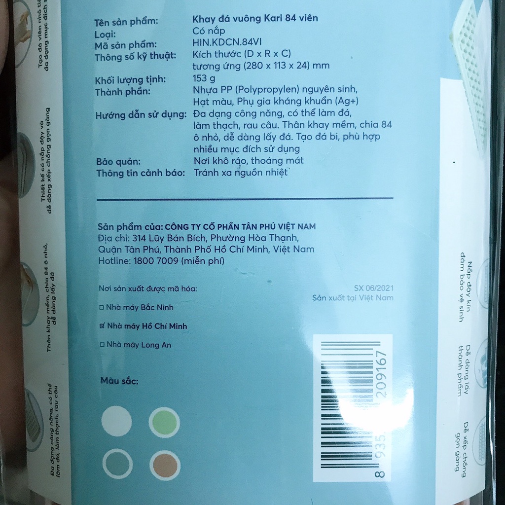 Khay làm đá vuông kari 84 viên có nắp đậy Inochi Nhật Bản chính hãng cao cấp ÔI BÉ CƯNG PK-59