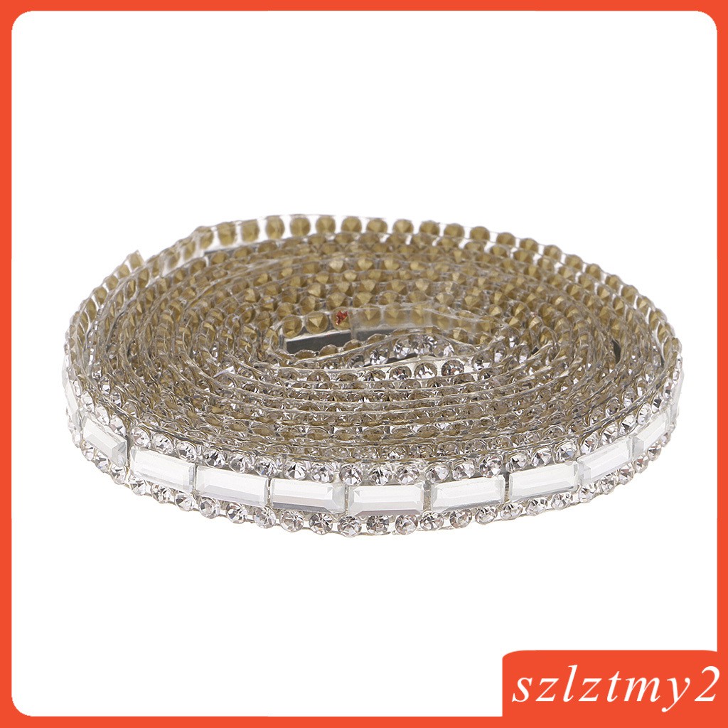 Cuộn Dây Ruy Băng Đính Đá Pha Lê Màu Bạc Dài 1 Yard Dùng Trang Trí DIY