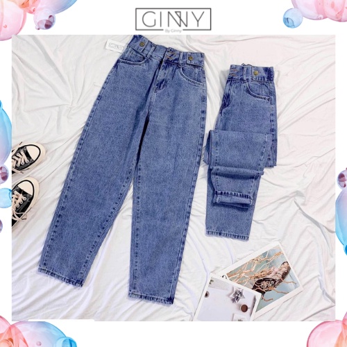 Quần Jean Baggy Hack Dáng HJ001 | Thời Trang Nữ | Chất Jean Wash Xịn | GINNY.VN
