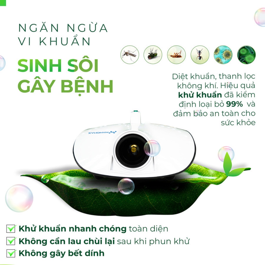 Máy Khử Khuẩn Nanomax, Sử Dụng Công Nghệ Nano Loại Bỏ Mùi Hôi, Vi Khuẩn Trong Không Khí, Bảo Hành 24 Tháng