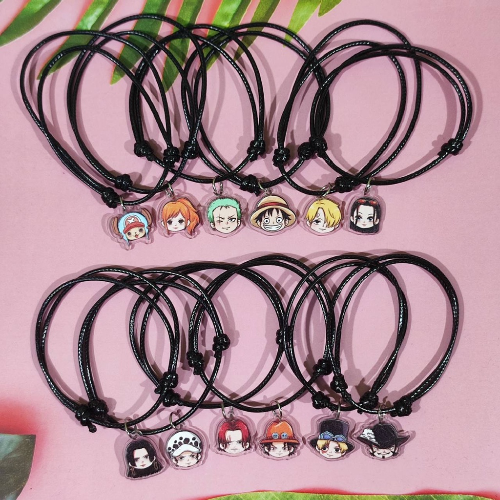 Vòng Tay Dây Thừng Xỏ Hạt Acrylic Hình Nhân Vật Anime One Piece Zoro - Sanji - Robin - Chopper - Ace - Shanks - Usopp