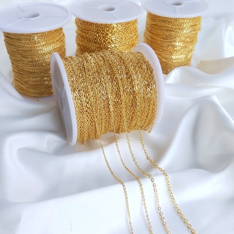 Dây Chuyền Đồng Mạ Vàng 18K diy 1m Không Dễ Phai Màu Hình Chữ O Dùng Làm Vòng Tay/Vòng Cổ